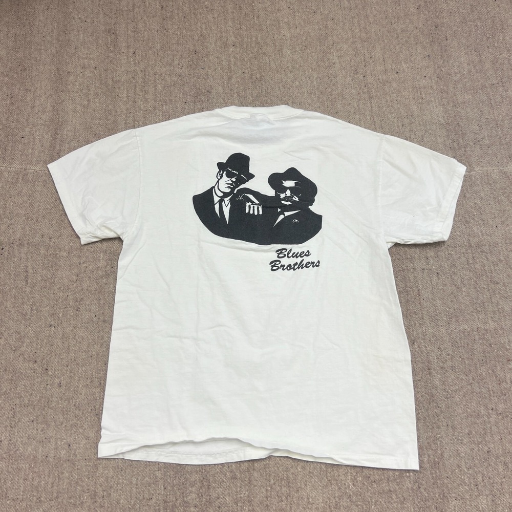 Vintage Blues Brothers Shirt Mens Large White 1990s Grand Lodge‎ Chicago